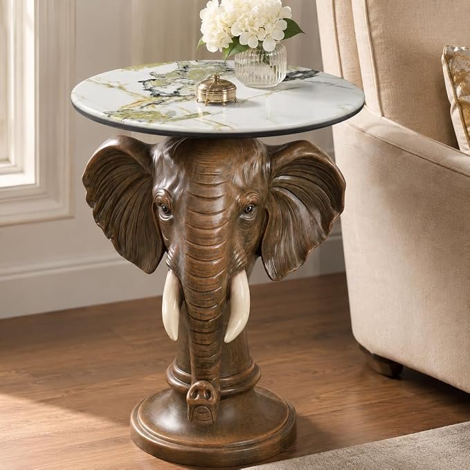 Elephant Side Table, 26 in Tall Animal Accent End Table