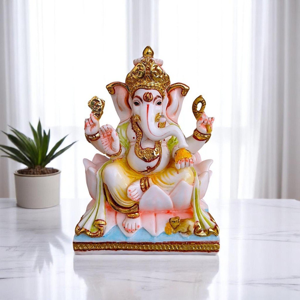 Large Lord Ganesha Statue - 6" Ganesh Idol Figurine Religious Home Decor Gift