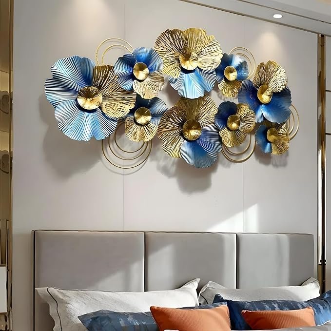 Edaknez Metal Wall Art for Living Room 51" Extra Large Flower Wall Decor